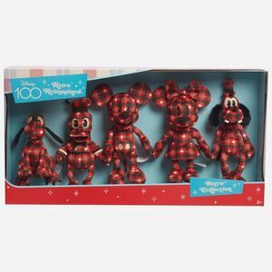 Disney Retro Plaid Fleece Plush Collector Set of 5 Fab 5 Mickey Mouse New